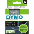 Dymo Label Tape, f/DYMO Labelmakers, 1/2inx23ft , White/Clear DYMS0720600